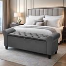 Baú Recamier Sapateira Calçadeira Divã Paris 150cm P/ Camas Queen Cor Cinza