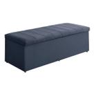 Baú Vitória 158Cm Calçadeira Estofada Suede Azul Marinho