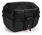 Bauleto Baú Moto 35 Litros Universal Stoned Tracker Carbon Look Preto Com Chave Base e Kit Fixação