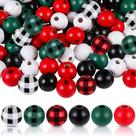 Beads Waydress, 200 peças de contas xadrez de búfalo de madeira de Natal