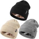 Beanie Alepo, forrado de cetim, pacote com 3 unidades para mulheres e homens em climas frios