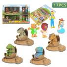 Bebê animal do dinossauro do modelo do dinossauro da simulação com o grupo 17pcs da cena de 4 minifiguras