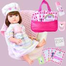 Bebê Boneca Reborn Vestido ArcoIris Luxo Realista de Silicone Pode Dar Banho Bolsa Maternidade