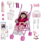 Bebe Estilo Reborn Morena Vinil Girafa Com Carrinho Infantil Bebe Estilo Reborn Morena Vinil Girafa Com Carrinho Infantil