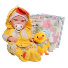 Bebê Menina Careca Roupa Amarela Patinho com Pelúcia e Kit Bebê Menina Careca Roupa Amarela Patinho com Pelúcia e Kit