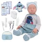 Bebê Realista Menino Careca Stitch com Bolsa e Acessórios