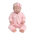 Bebê Reborn 42cm Boneca Infantil Com Itens Luxo Chupeta E Conjunto Rosa Presente Dia Das Crianças Natal