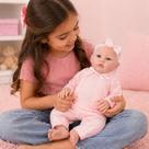 Bebê Reborn 46cm Silicone Linda Com Olhos Azuis Boneca Realista Pijama Rosa Envio Imediato Promoção