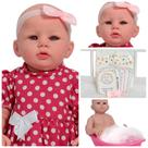 Bebê Reborn Abigail Vestido Bolinha Pode Dar Banho + Itens