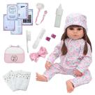 Bebe Reborn Boneca Cabelo Longo Com Bolsa Kit Acessórios