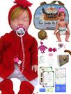 Bebê reborn boneca menina realista silicone olhos fechados loira + acessorios VR