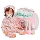 Bebê Reborn Boneca Realista Fio a Fio Com Bolsa Acessórios