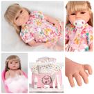 Bebê Reborn Boneca Realista Loira Conjunto Borboleta Bolsa