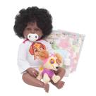 Bebê Reborn Boneca Realista Negra Cabelo Cacheado + Itens