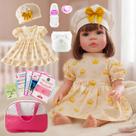 Bebê Reborn Boneca Vestido Luxo Coroa Dourada Realista de Silicone Pode Dar Banho Bolsa Maternidade