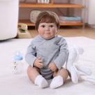 Bebê Reborn Boneco Corpo de silicone Pode Dar Banho 60cm Conjunto de Roupa Chupeta Mamadeira Certidão Fralda e Pelúcia Brastoy