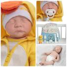 Bebê Reborn Boneco Menino Patinho Carequinha Olho Fechado