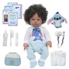 Bebê Reborn Boneco Menino Stitch Com Bolsa Maternidade