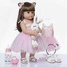 Bebê reborn coelhinha corpo de silicone original menina new happy