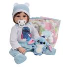 Bebê Reborn com Cabelo Castanho Fio a Fio Roupinha Stitch