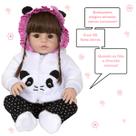 Bebe Reborn de Silicone Pandinha Fofa Com Itens Fala e Chora