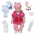 Bebê Reborn Girafinha Rosa com Fraldas e Mamadeira Bebê Reborn Girafinha Rosa com Fraldas e Mamadeira