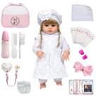 Bebe Reborn Grande Nicole Enxoval Completo Vestido Branco