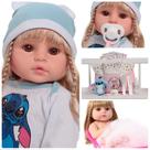 Bebê Reborn Loira Realista Stitch Com Bolsa Acessórios