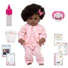 Bebe Reborn Menina Cabelo Cacheado Corpo Silicone Pode Banho
