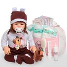 Bebê Reborn Menina com Bolsa Maternidade e Capivara
