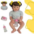 Bebê reborn menina com chupeta, silicone macio para banho
