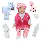 Bebê Reborn Menina com Mamadeira e Look de Girafinha