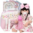 Bebe Reborn Menina Gatinha Morena Vestido Florido Enxoval