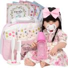 Bebe Reborn Menina Gatinha Morena Vestido Florido Enxoval