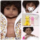 Bebe Reborn Menina Negra Girafinha Corpo Silicone Pode Banho