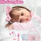 Bebê Reborn Menina Realista Fio a Fio Com Acessórios