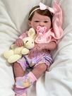 Bebê Reborn Menina Realista Mama e Faz Xixi Toma Banho Cabelo Castanho Fio a Fio 37cm Enxoval PRONTA ENTREGA