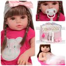 Bebê Reborn Menina Recém Nascida Com Macacão + Acessórios Bebê Reborn Menina Recém Nascida Com Macacão + Acessórios