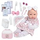 Bebê Reborn Menina Recém Nascida Corpo Silicone Bolsa Itens