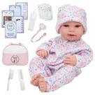 Bebê Reborn Menina Recém Nascida Macacão Kit Acessórios