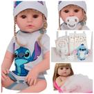 Bebê Reborn Menina Stitch Loira Olhos Castanhos 46cm Fofa