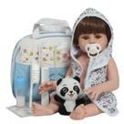 Bebê Reborn Menino Enxoval Saída de Banho Panda Completo
