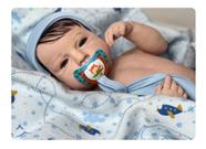 Bebê Reborn Menino Lou Lou Recém Nascido Lançamento Acordado Corpo Inteiro Silicone Toma Banho 48cm, 2kg Enxoval Completo