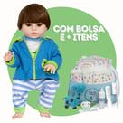 Bebê Reborn Menino Realista Original Articulado Corpo de Silicone Com Bolsa Maternidade Itens Exclusivos Pode Dar Banho