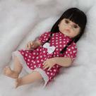 Bebe Reborn Morena 100% Silicone Cabelo Longo Vestido Rosa
