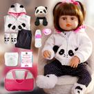 Bebê Reborn Pandinha Boneca Silicone Menina Pode Dar Banho Com Bolsa Materinidade