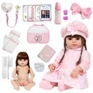 Bebe Reborn Princesa Vestido Rosa 46cm Itens Pode Dar Banho