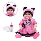 Bebê Reborn Raven Panda Cabelo Fio A Fio Pode Dar Banho