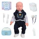 Bebê Reborn Realista Azul com Bolsa Acessórios e Fraldas
