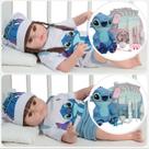 Bebê Reborn Realista Gêmeos Casal Stitch Bolsa Acessórios